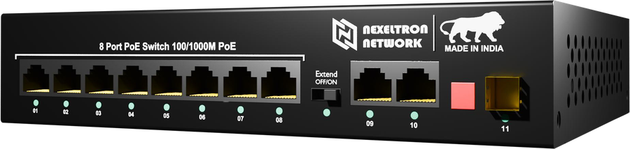 NEXELTRON 8 Port Gigabit PoE Switch + 1 SFP