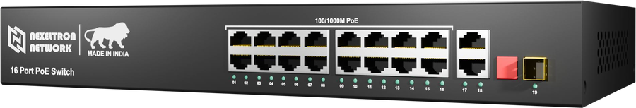 NEXELTRON 16 Port Fast Ethernet PoE Switch + 1 SFP