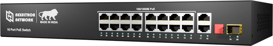 NEXELTRON 16 Port Gigabit PoE Switch + 2 SFP